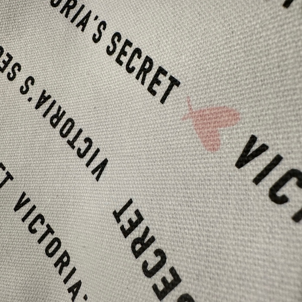 Victoria's Secret Weekender White and Black and a Splash of Pink Large Tote Bag - Picture 14 of 16